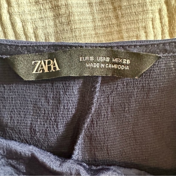 Zara Navy Blue Draped Sleeveless Top - Picture 2 of 5